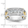 14k Two-tone Men's Polished Grooved and Cut-Out 5-Stone 1 Carat AA Quality Diamond Ring