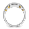 14k Two-tone Men's Polished Grooved and Cut-Out 3-Stone 1/2 Carat AA Quality Diamond Ring