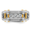 14k Two-tone Men's Polished Grooved and Cut-Out 3-Stone 1/2 Carat AA Quality Diamond Ring
