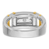 14k Two-tone Men's Polished Grooved and Cut-Out 3-Stone 1/2 Carat AA Quality Diamond Ring