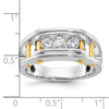 14k Two-tone Men's Polished Grooved and Cut-Out 3-Stone 1/2 Carat AA Quality Diamond Ring