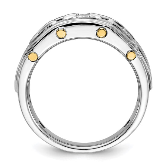 14k Two-tone IBGoodman Men's Polished 3-Stone Ring Mounting