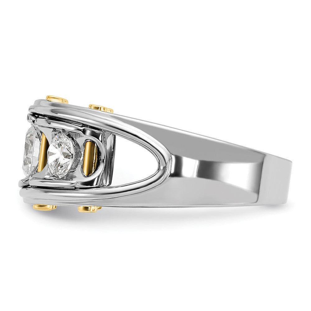 14k Two-tone IBGoodman Men's Polished 3-Stone Ring Mounting