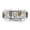 14k Two-tone Men's Polished 3-Stone 1 Carat AA Quality Diamond Ring