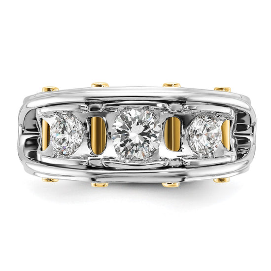 14k Two-tone IBGoodman Men's Polished 3-Stone Ring Mounting