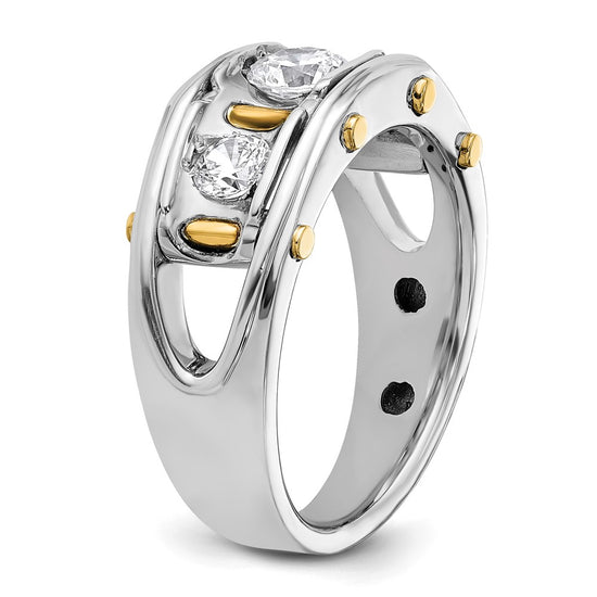 14k Two-tone IBGoodman Men's Polished 3-Stone Ring Mounting