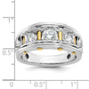 14k Two-tone Men's Polished 3-Stone 1 Carat AA Quality Diamond Ring