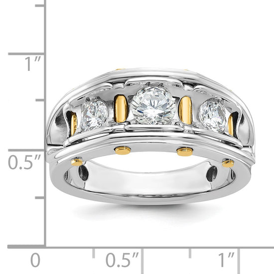 14k Two-tone IBGoodman Men's Polished 3-Stone Ring Mounting