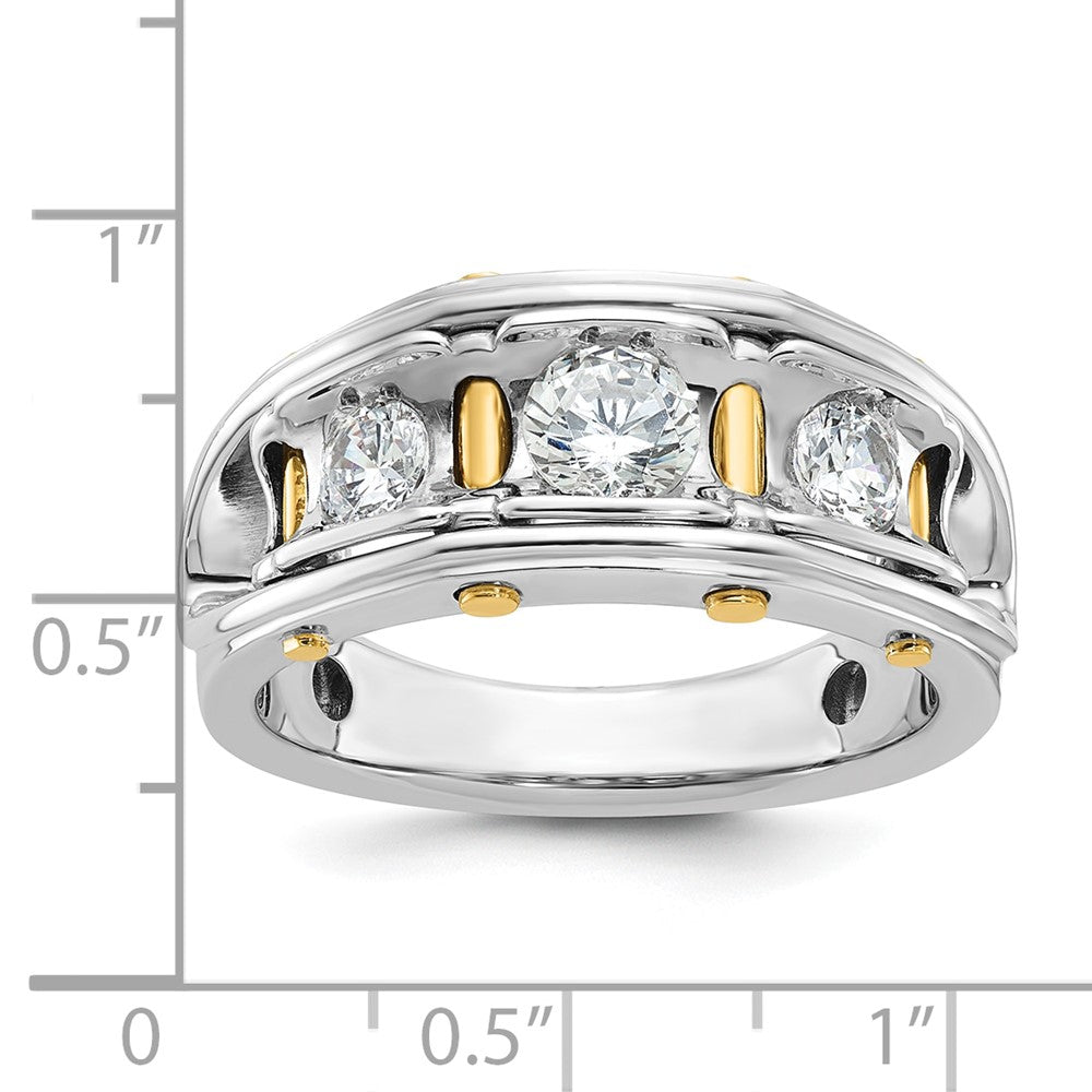 14k Two-tone IBGoodman Men's Polished 3-Stone Ring Mounting