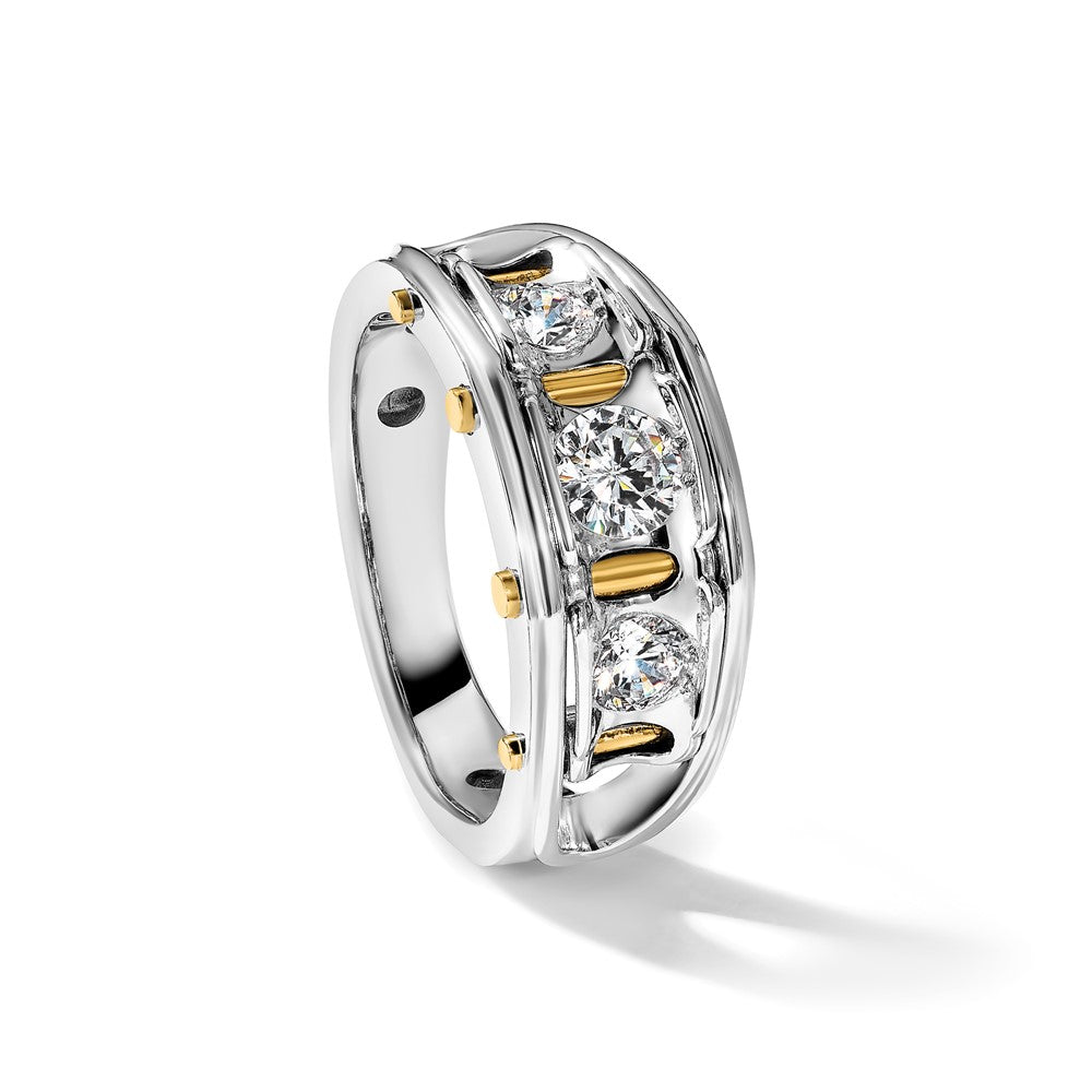 14k Two-tone IBGoodman Men's Polished 3-Stone Ring Mounting