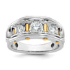 14k Two-tone IBGoodman Men's Polished 3-Stone Ring Mounting