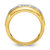14k Two-tone Men's Polished and Grooved 3-Stone 3/4 Carat AA Quality Diamond Ring