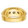 14k Two-tone Men's Polished and Grooved 3-Stone 3/4 Carat AA Quality Diamond Ring