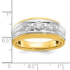 14k Two-tone Men's Polished and Grooved 3-Stone 3/4 Carat AA Quality Diamond Ring