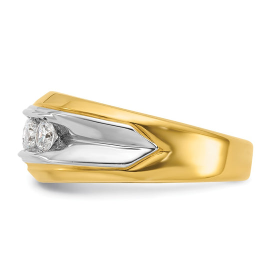 IBGoodman 14k Two-tone Men's Polished and Grooved 5-Stone Ring Mounting