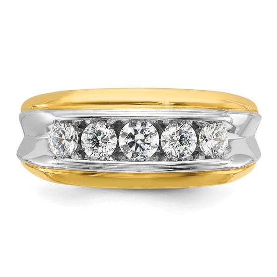 IBGoodman 14k Two-tone Men's Polished and Grooved 5-Stone Ring Mounting