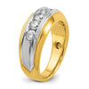 14k Two-tone Men's Polished and Grooved 5-Stone 1 Carat AA Quality Diamond Ring