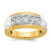 14k Two-tone Men's Polished and Grooved 5-Stone 1 Carat AA Quality Diamond Ring