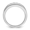 14k White Gold with Black Rhodium Men's Polished and Textured Square 5-Stone 3/4 Carat AA Quality Diamond Ring