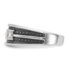 14k White Gold with Black Rhodium Men's Polished and Textured Square 5-Stone 3/4 Carat AA Quality Diamond Ring