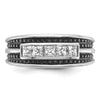 14k White Gold with Black Rhodium Men's Polished and Textured Square 5-Stone 3/4 Carat AA Quality Diamond Ring