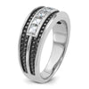 14k White Gold with Black Rhodium Men's Polished and Textured Square 5-Stone 3/4 Carat AA Quality Diamond Ring