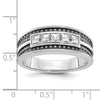 14k White Gold with Black Rhodium Men's Polished and Textured Square 5-Stone 3/4 Carat AA Quality Diamond Ring