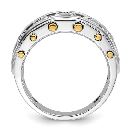 14k Two-tone Men's Polished and Cut-Out 5-Stone 1 Carat AA Quality Diamond Ring