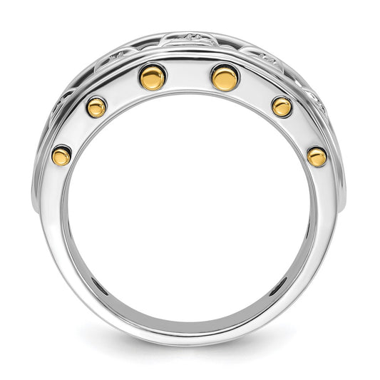 14k Two-tone Men's Polished and Cut-Out 5-Stone 1 Carat AA Quality Diamond Ring