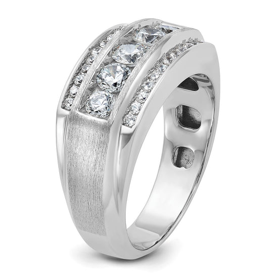 14k White Gold IBGoodman Men's Polished & Satin 3-Row Ring Mounting