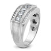 14k White Gold IBGoodman Men's Polished & Satin 3-Row Ring Mounting