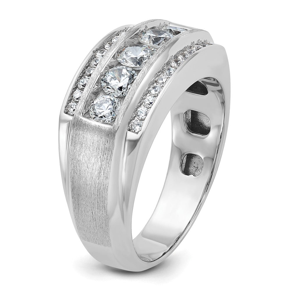 14k White Gold IBGoodman Men's Polished & Satin 3-Row Ring Mounting