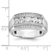 14k White Gold IBGoodman Men's Polished & Satin 3-Row Ring Mounting