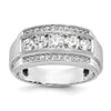 14k White Gold IBGoodman Men's Polished & Satin 3-Row Ring Mounting