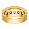 True Origin IBGoodman 14k 3 1/2 carat Lab Grown Diamond VS+ F+ Five Stone Complete Polished Brushed and Grooved Men's Ring