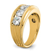 True Origin IBGoodman 14k 3 1/2 carat Lab Grown Diamond VS+ F+ Five Stone Complete Polished Brushed and Grooved Men's Ring