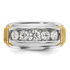 14k Two-tone Men's Polished and Textured 5-Stone 1 Carat AA Quality Diamond Ring