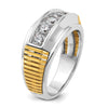 14k Two-tone Men's Polished and Textured 5-Stone 1 Carat AA Quality Diamond Ring