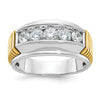 14k Two-tone Men's Polished and Textured 5-Stone 1 Carat AA Quality Diamond Ring