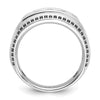 14k White Gold with Black Rhodium Men's Polished and Textured 5-Stone 1 Carat AA Quality Diamond Ring