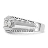 14k White Gold with Black Rhodium Men's Polished and Textured 5-Stone 1 Carat AA Quality Diamond Ring