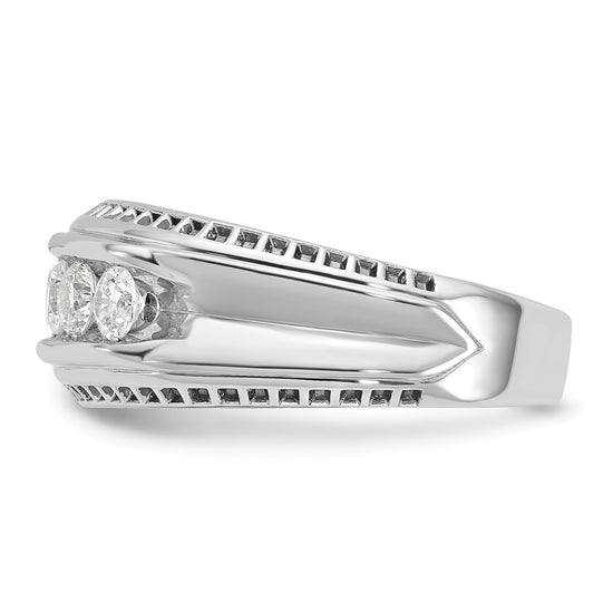 IBGoodman 14k White Gold Men's Polished and Textured 5-Stone Ring Mounting
