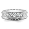 14k White Gold with Black Rhodium Men's Polished and Textured 5-Stone 1 Carat AA Quality Diamond Ring