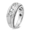 14k White Gold with Black Rhodium Men's Polished and Textured 5-Stone 1 Carat AA Quality Diamond Ring
