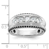 14k White Gold with Black Rhodium Men's Polished and Textured 5-Stone 1 Carat AA Quality Diamond Ring