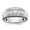 14k White Gold with Black Rhodium Men's Polished and Textured 5-Stone 1 Carat AA Quality Diamond Ring