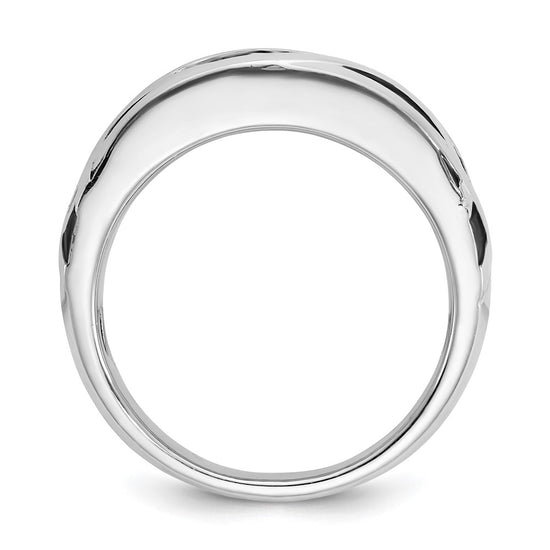 IBGoodman 14k White Gold with Black Rhodium Men's Polished Satin and Grooved 3/8 Carat AA Quality Diamond Ring