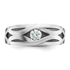 IBGoodman 14k White Gold with Black Rhodium Men's Polished Satin and Grooved 3/8 Carat AA Quality Diamond Ring