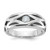 IBGoodman 14k White Gold with Black Rhodium Men's Polished Satin and Grooved 3/8 Carat AA Quality Diamond Ring
