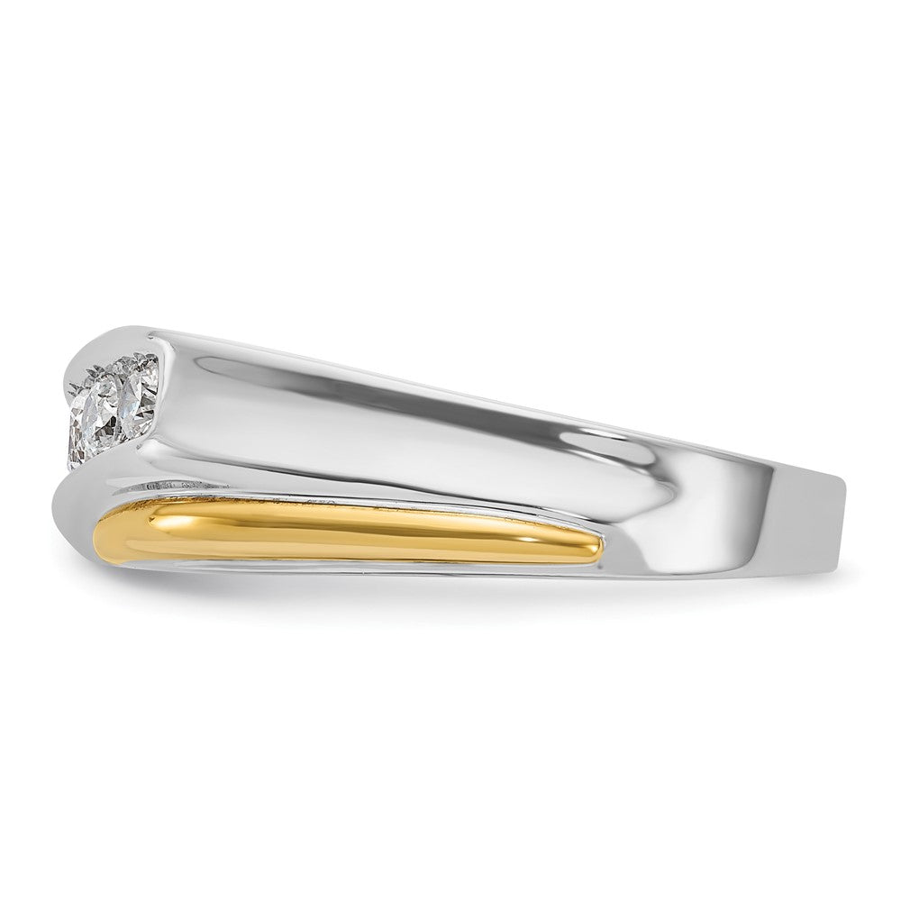 14k Two-tone Men's Polished and Grooved 5-Stone 1/2 Carat AA Quality Diamond Ring